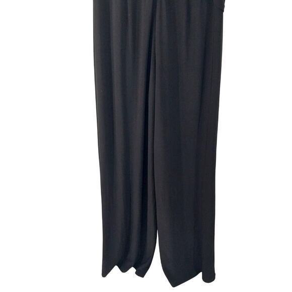 NWOT! ANNE KLEIN! GOLD LOGO WAIST BLACK DRAPEY STRETCH ONESIE, JUMPSUIT! SZ 10 - Picture 8 of 12